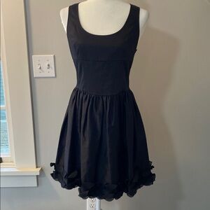 Fiorucci black fit n flare sleeveless dress with pleated skirt accented hem 8